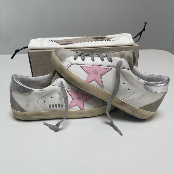 Golden Goose Superstar Sneaker White Leather/Ice/Orchid Pink sz 37 New in Box - Picture 12 of 13